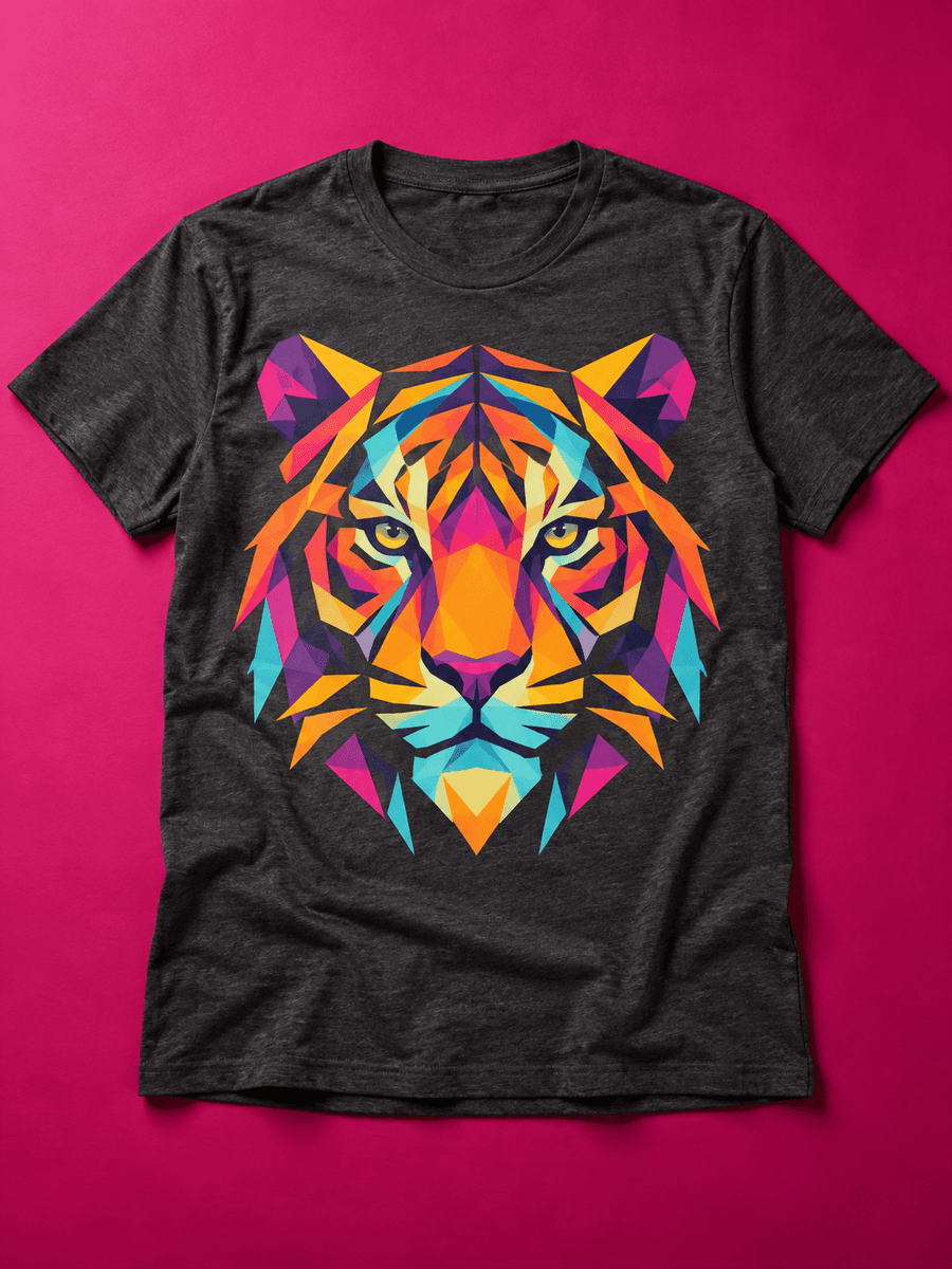 T-shirt with low-poly tiger graphic